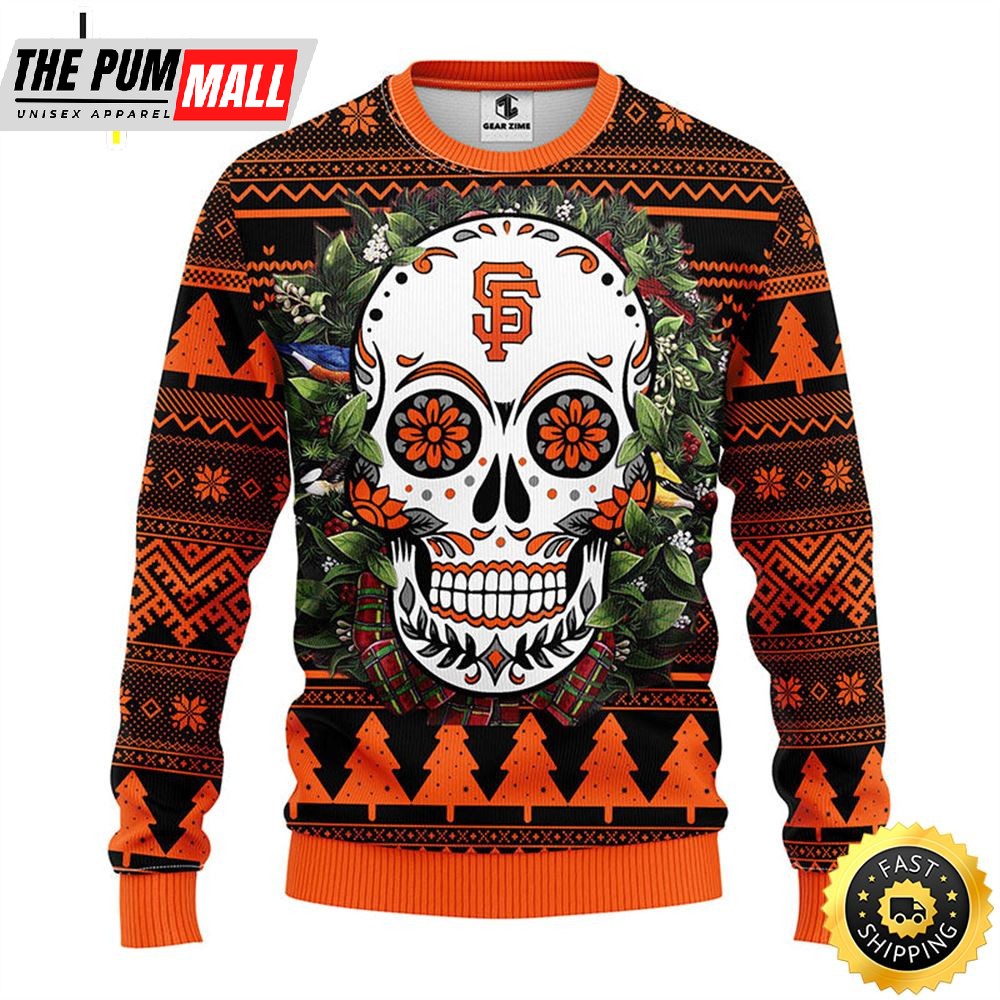 NFL San Francisco Giants Skull Flower Ugly Christmas Ugly Sweater
