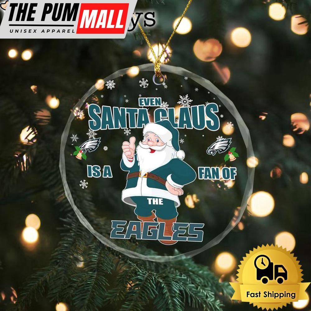 NFL Santa Love Philadelphia Eagles Christmas Crystal Glass Ornament Limited Edition