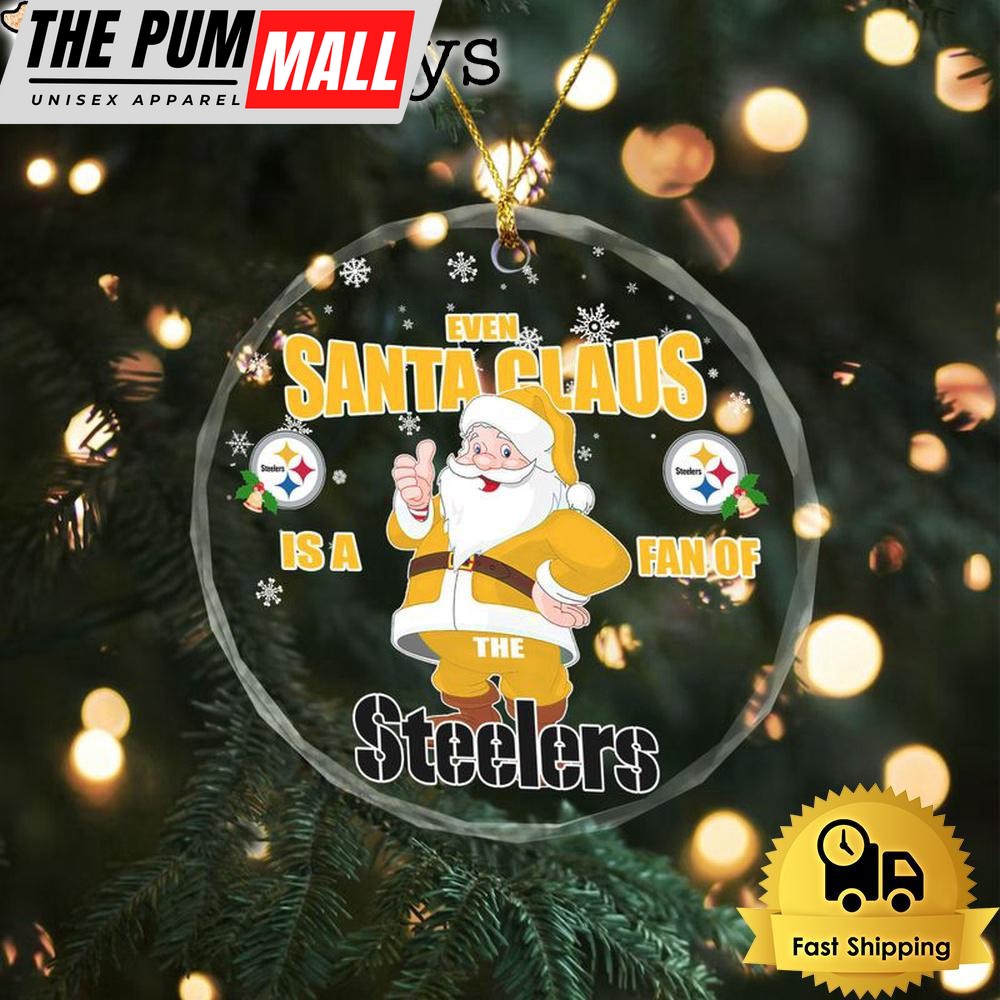 NFL Santa Love Pittsburgh Steelers Christmas Crystal Glass Ornament Limited Edition