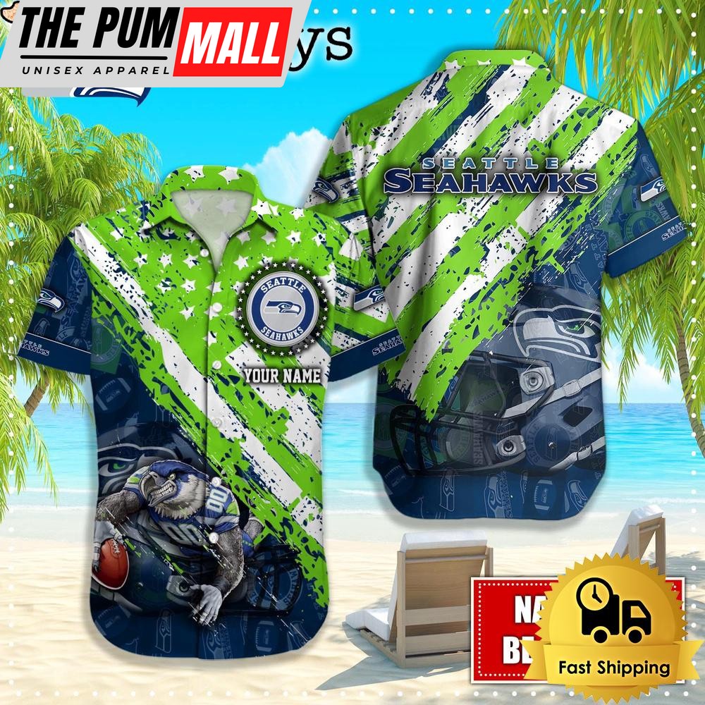 NFL Seattle Seahawks American Flag Custom Hawaiian Shirts