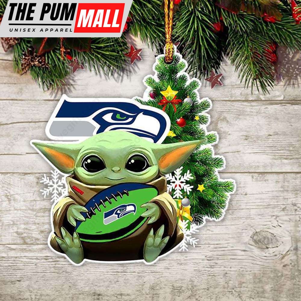 NFL Seattle Seahawks Baby Yoda Christmas Ornament Xmas Tree Decoration Limited Edition
