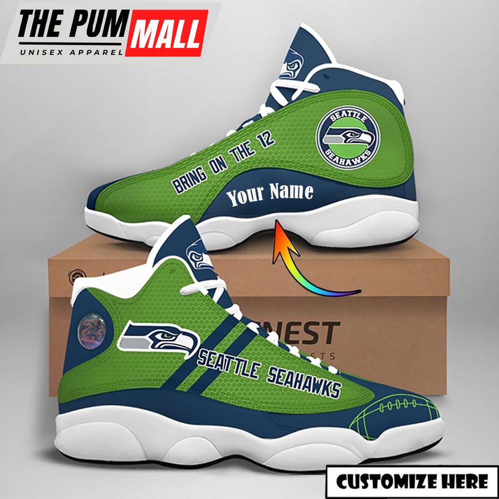 NFL Seattle Seahawks Custom Name Air Jd 13 Shoes Sneaker