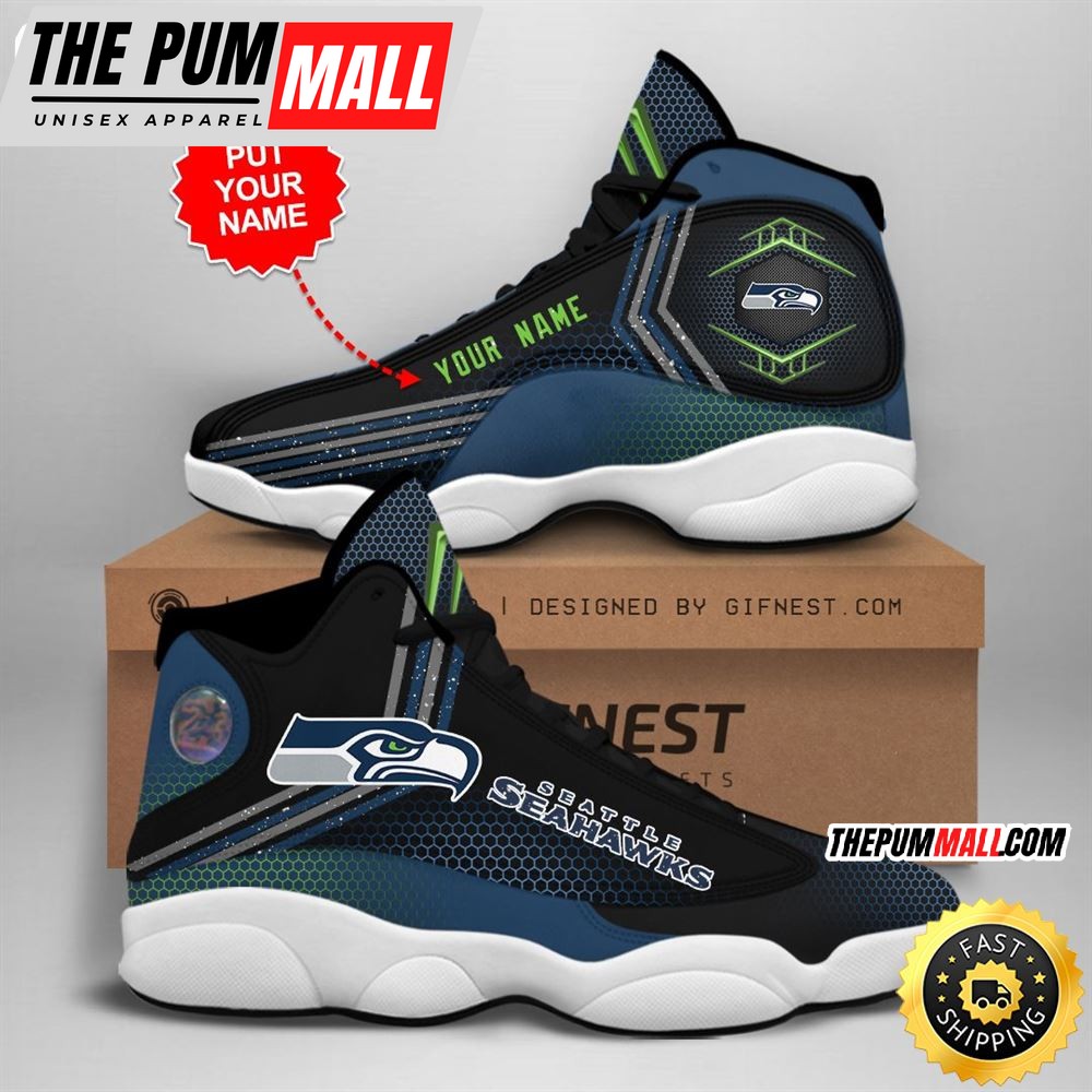 NFL Seattle Seahawks Custom Name Air Jd 13 Shoes V1