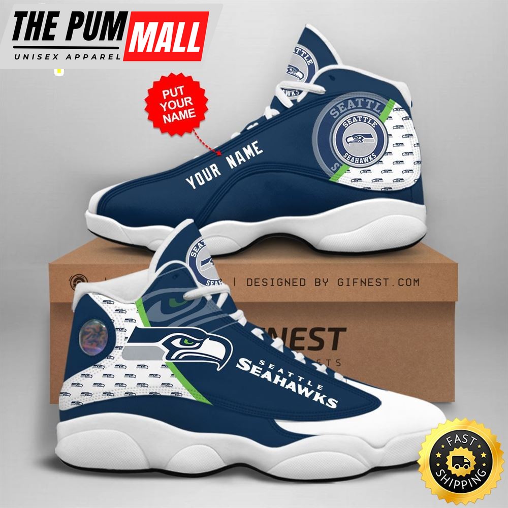NFL Seattle Seahawks Custom Name Air Jd 13 Shoes V2