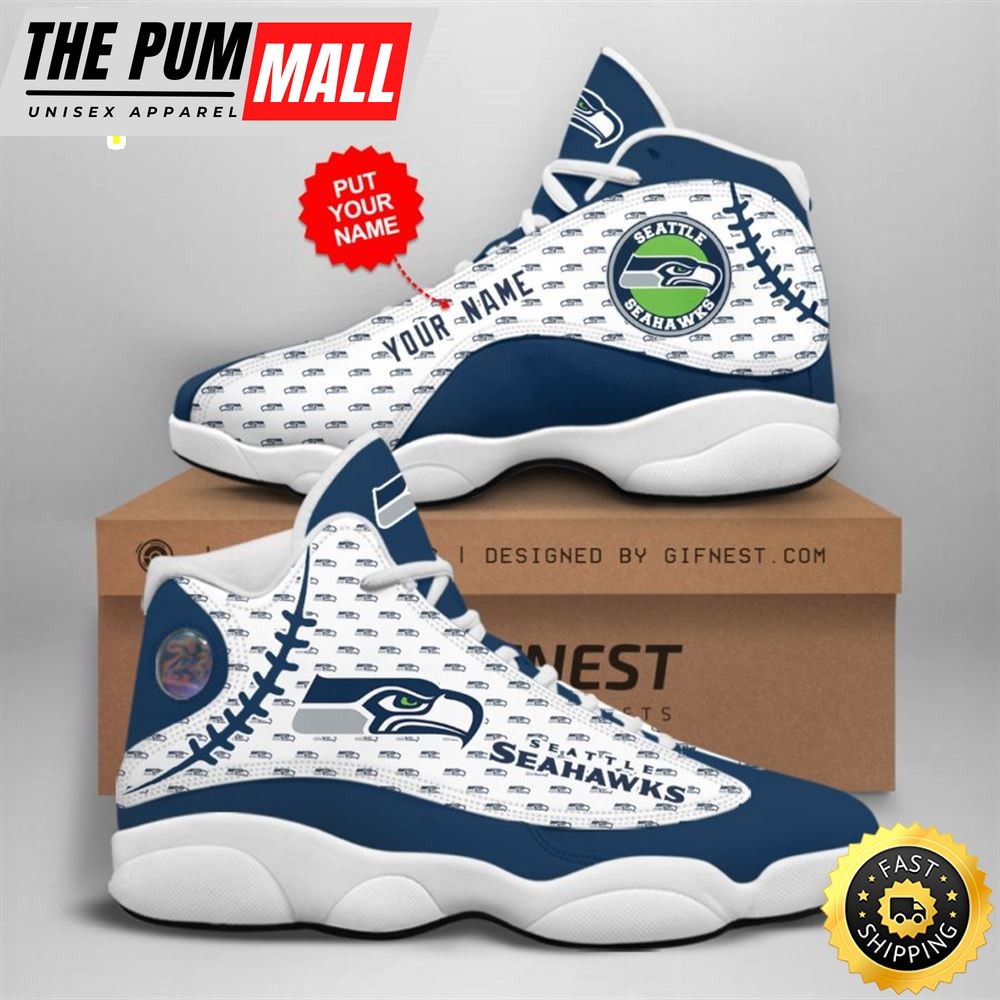 NFL Seattle Seahawks Custom Name Air Jd 13 Shoes V4