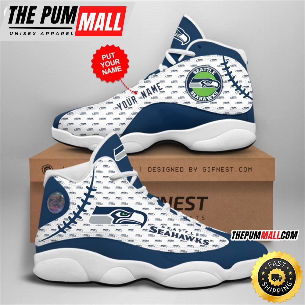 NFL Seattle Seahawks Custom Name Air Jd 13 Shoes V4