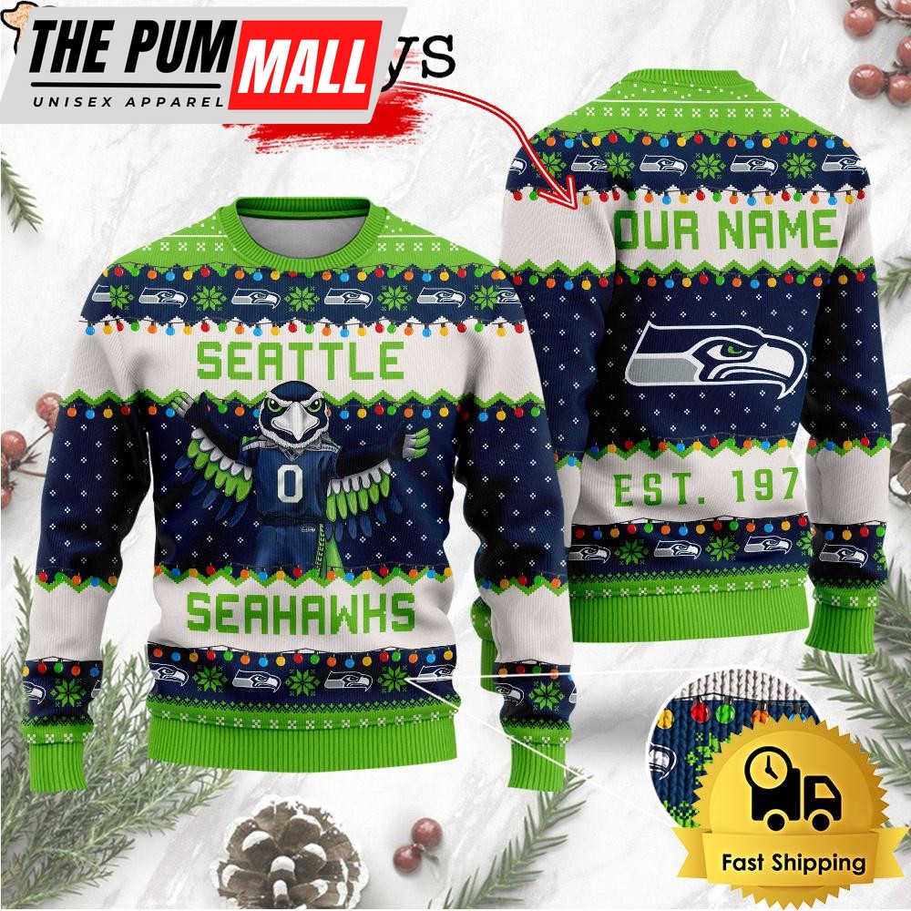 NFL Seattle Seahawks Cute Mascot Custom Ugly Christmas Sweater