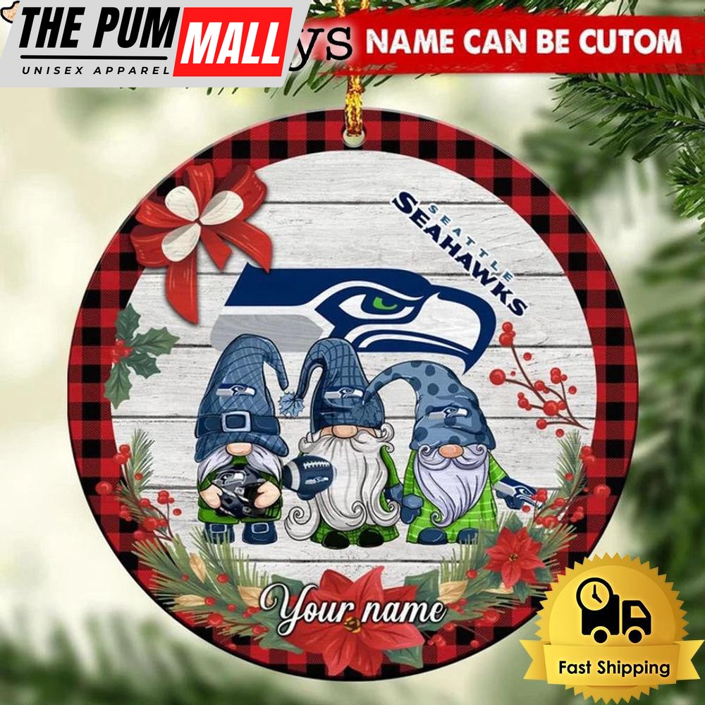 NFL Seattle Seahawks Football 3 Gnome Custom Christmas Ornament Limited Edition