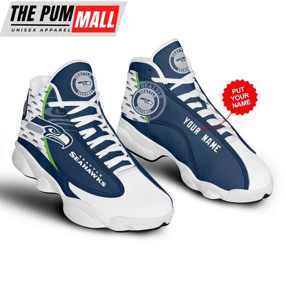 NFL Seattle Seahawks Football Custom Name Air Jd 13 Shoes, JD13 Sport Shoes