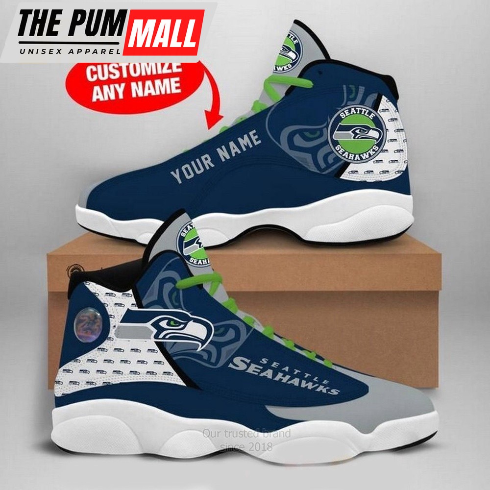 NFL Seattle Seahawks Football Team Custom Name Air Jd 13 Shoes