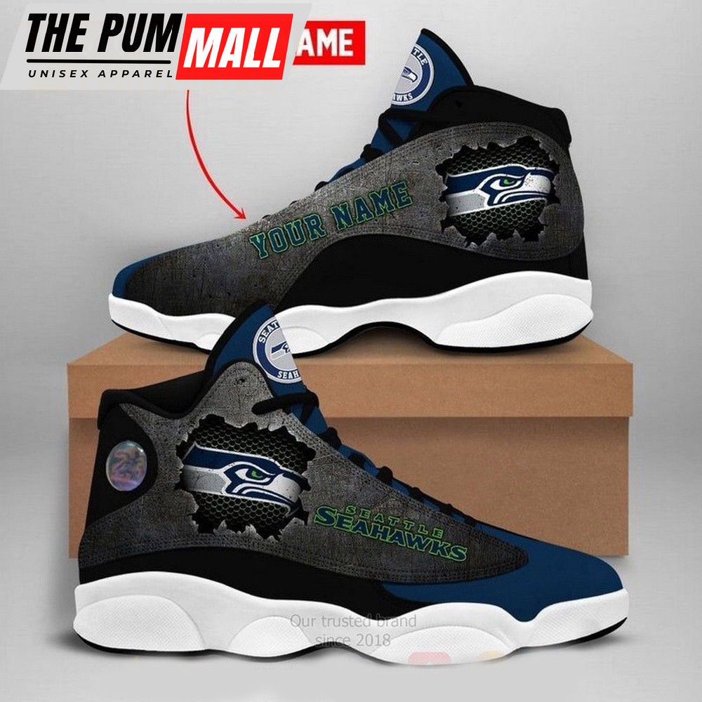 NFL Seattle Seahawks Football Team Custom Name Air Jd 13 Shoes Sport