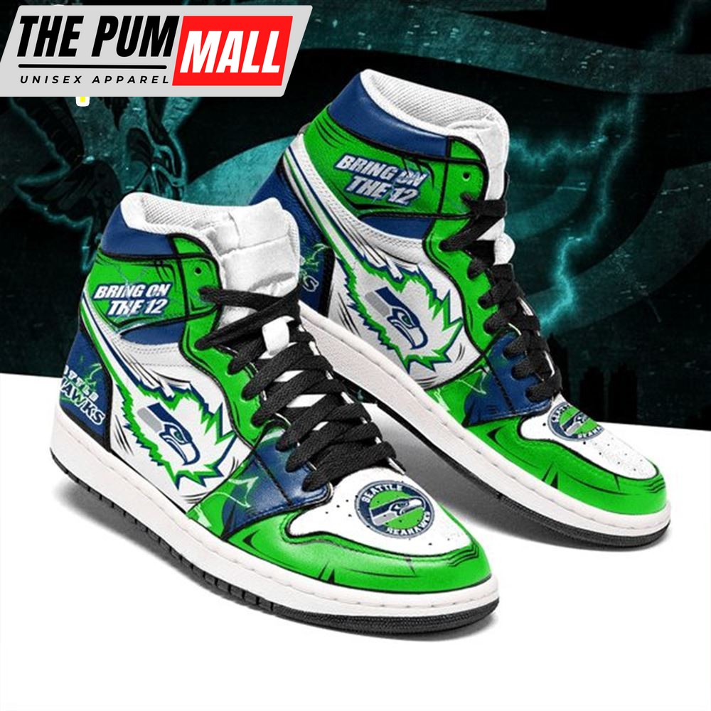 NFL Seattle Seahawks Green Navy Air Jd 1 High Sneakers