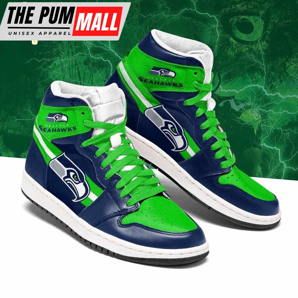 NFL Seattle Seahawks Green Navy Air Jd 1 High Sneakers V2
