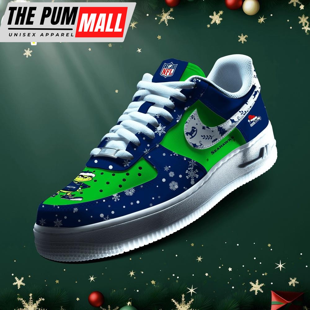 NFL Seattle Seahawks Grinch Merry Christmas Sport Air Force 1 Shoes