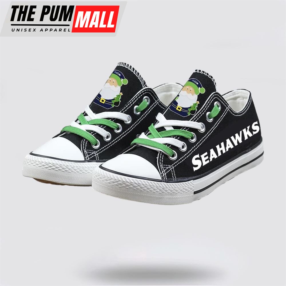 NFL Seattle Seahawks Low Top Canvas Print Chrismas Design Shoes Sport Sneakers