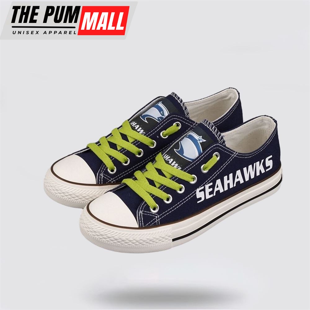 NFL Seattle Seahawks Low Top Canvas Shoes Sport Sneakers Dominate The Streets With Authentic Nfl Style