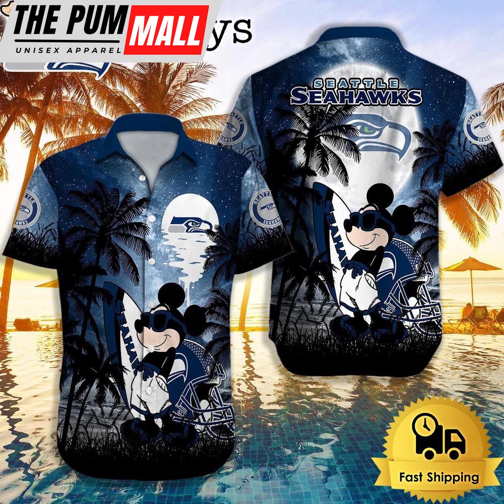 NFL Seattle Seahawks Mickey Mouse Summer Hawaiian Shirt, Disney Hawaiian Shirt