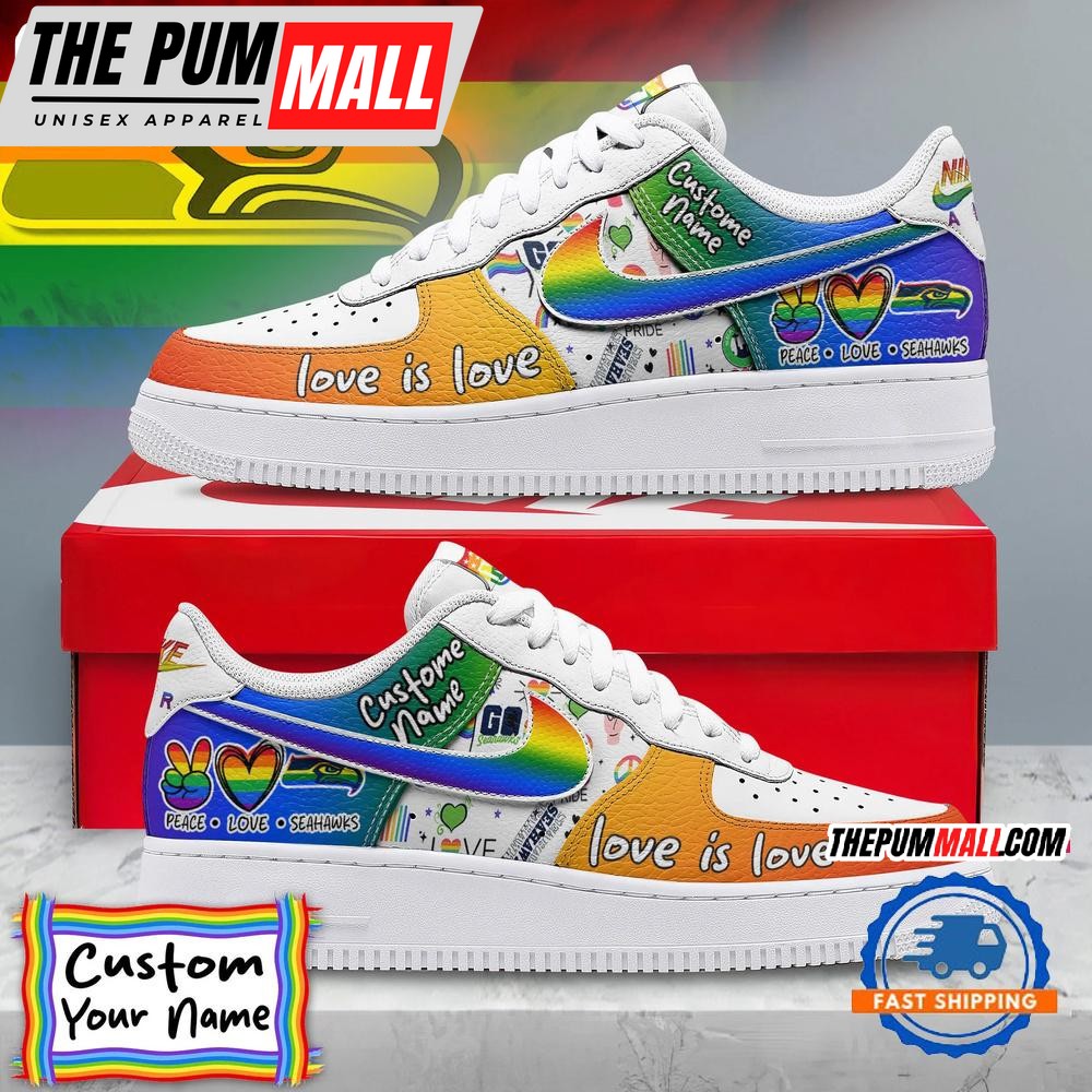 NFL Seattle Seahawks Pride Peace Love Lions Custom Air Force 1 Shoes Sneaker
