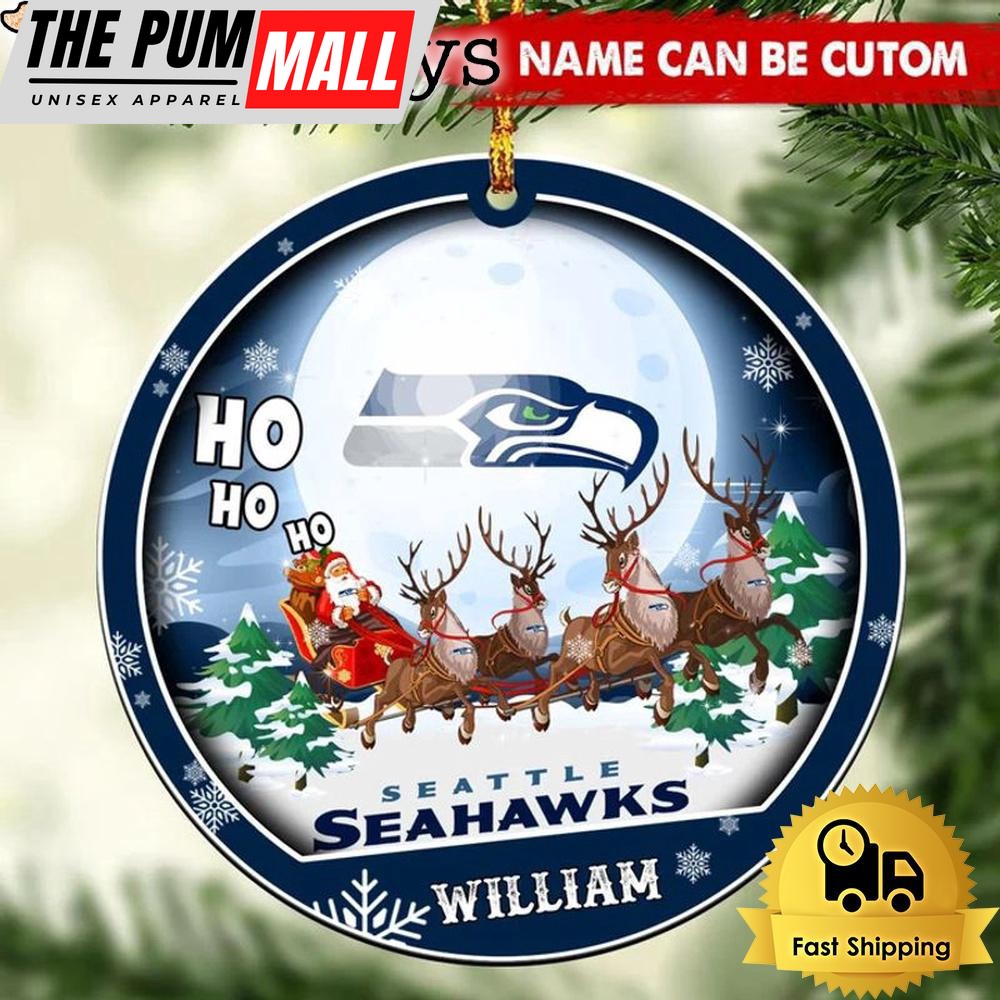 NFL Seattle Seahawks Santa And Reindeers Logo Team Custom Christmas Ornament Limited Edition