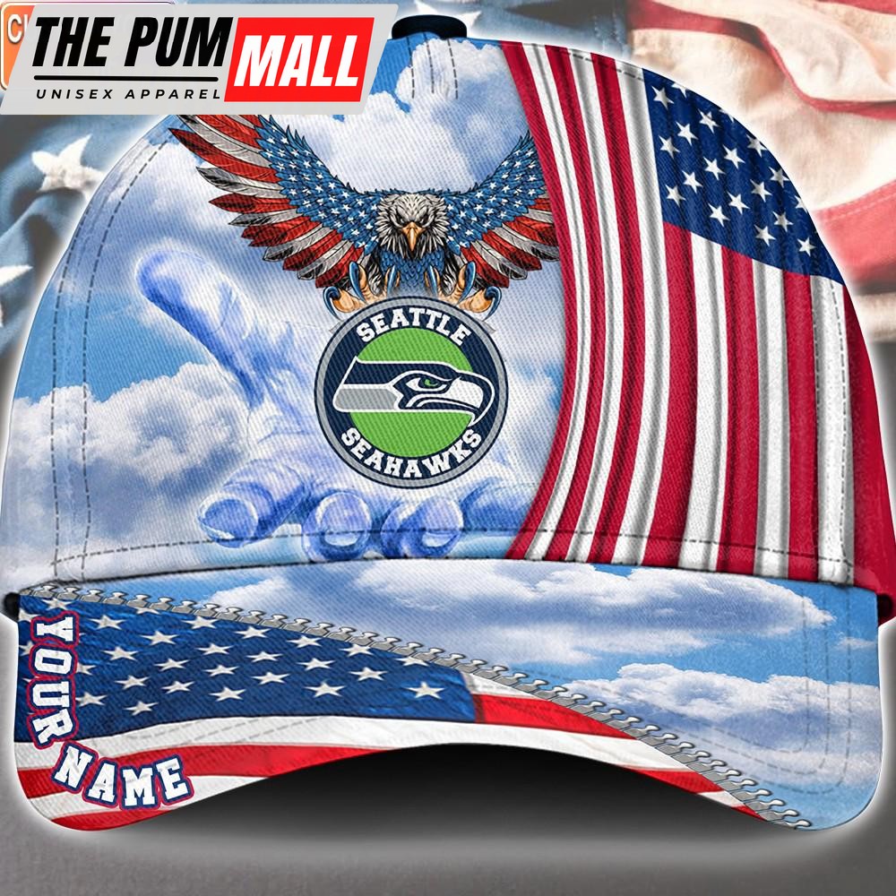 NFL Seattle Seahawks Special American Flag Veterans Custom Cap