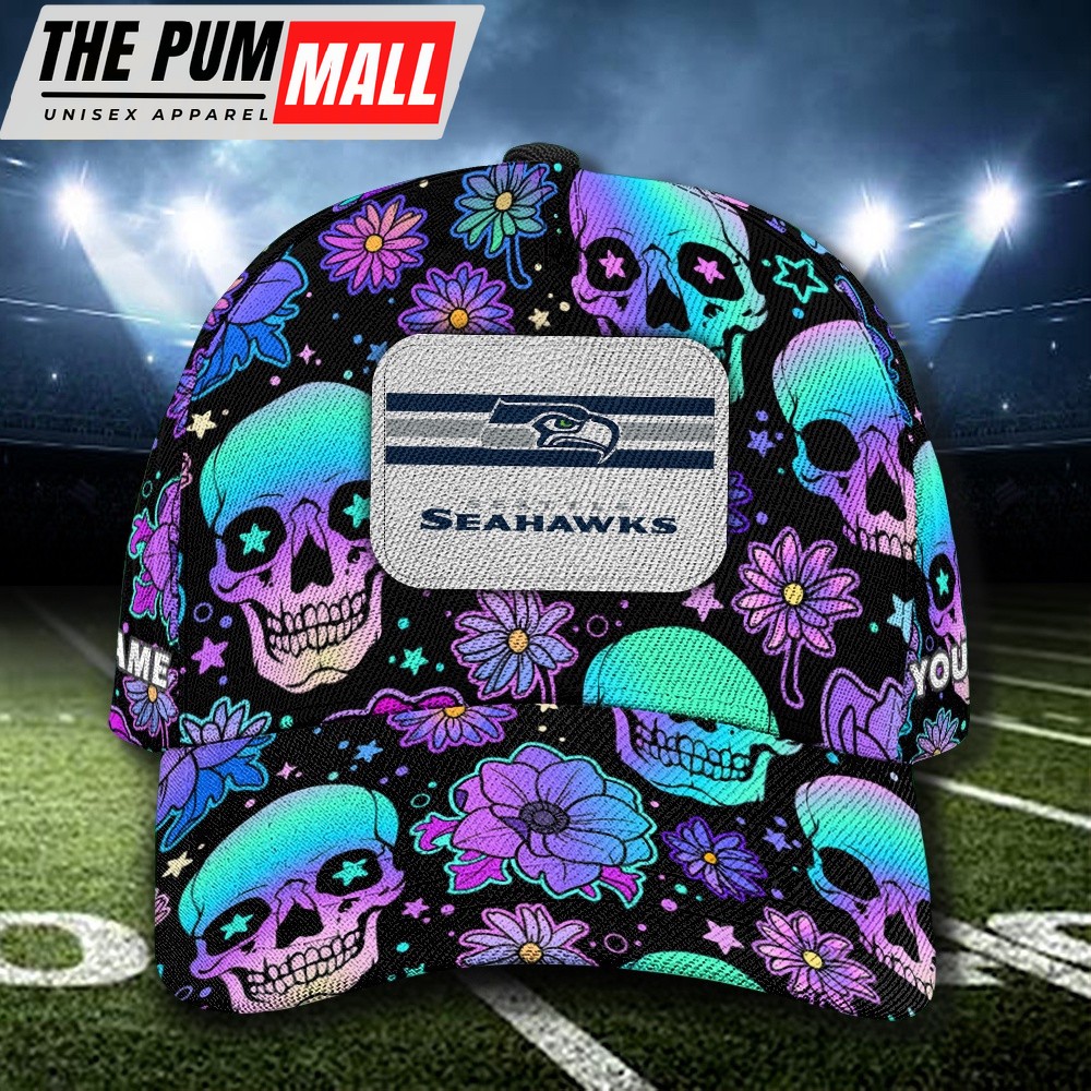 NFL Seattle Seahawks Special Football Skull Halloween Custom Baseball Cap