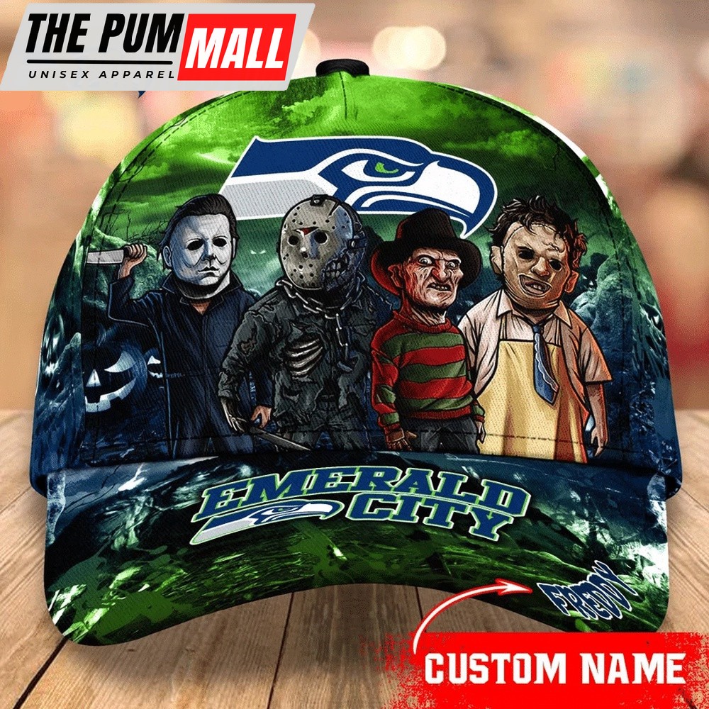 NFL Seattle Seahawks Special Horror Movie Characters Halloween Baseball Cap