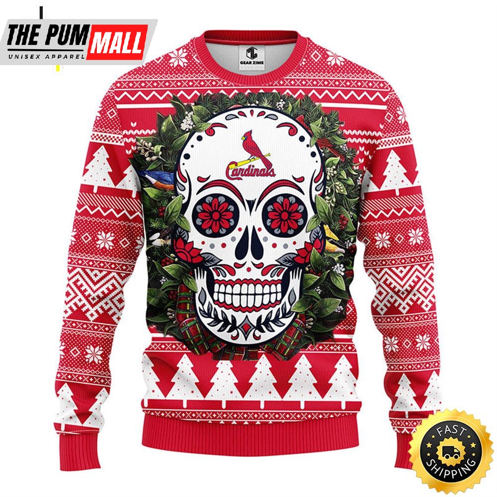 NFL St. Louis Cardinals Skull Flower Ugly Christmas Ugly Sweater