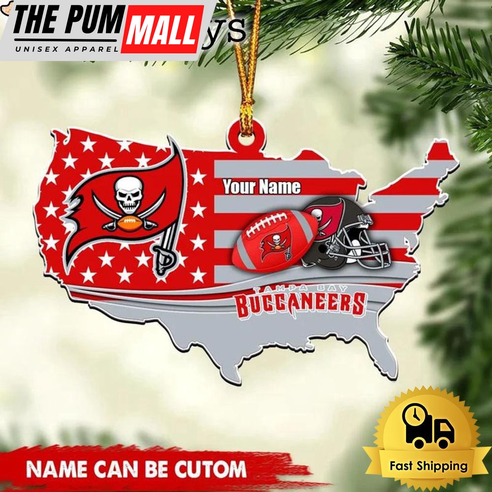 NFL Tampa Bay Buccaneers American Flag Logo Team Custom Christmas Ornament Limited Edition