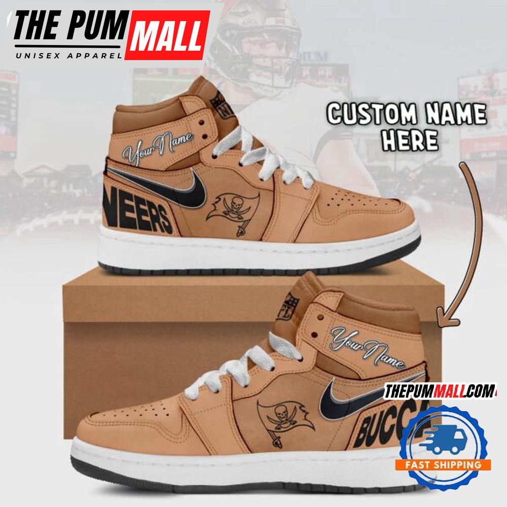 NFL Tampa Bay Buccaneers Brown Air Jd 1 Hightop Shoes
