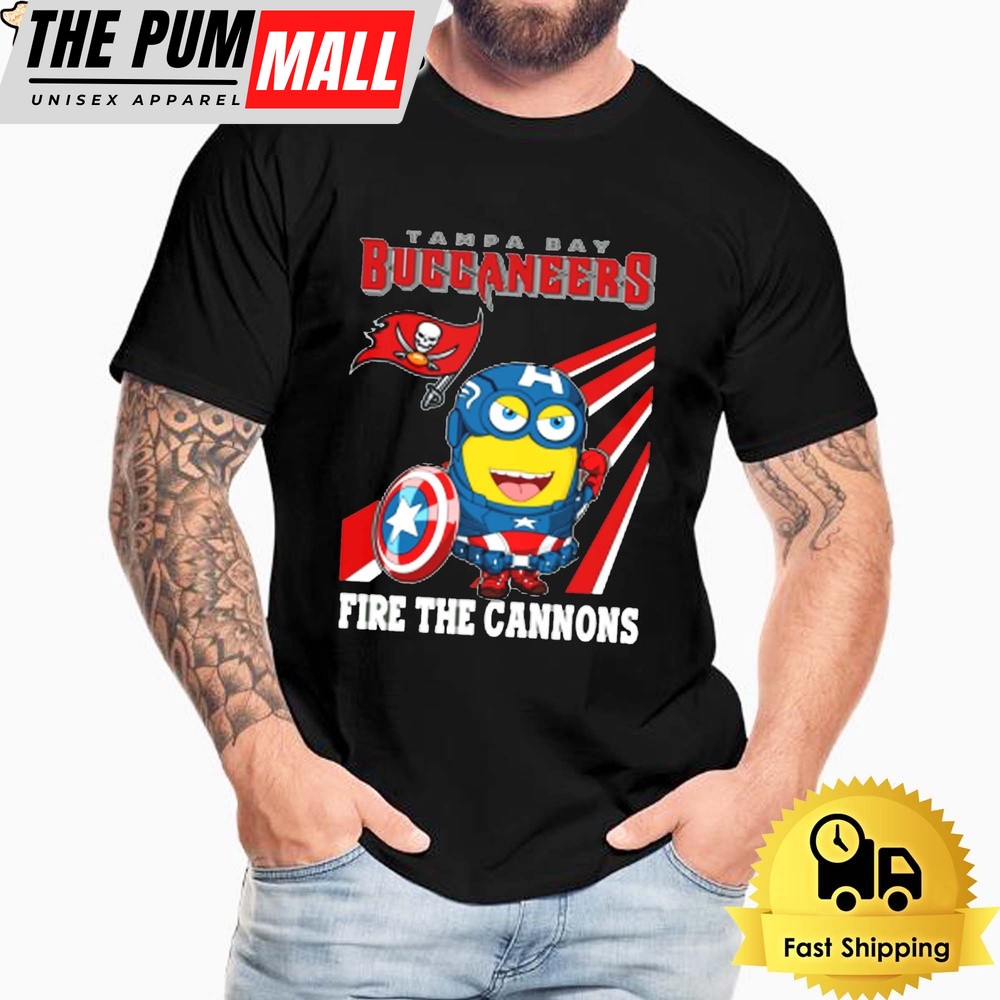 NFL Tampa Bay Buccaneers Captain America Minion Fire The Cannons Unisex T-Shirt
