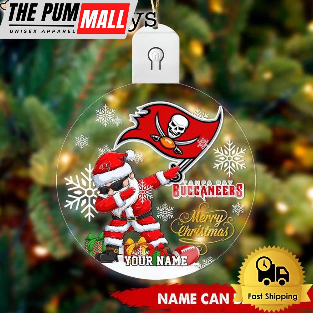 NFL Tampa Bay Buccaneers Dabbing Santa Custom Circle Led Acrylic Ornament Limited Edition