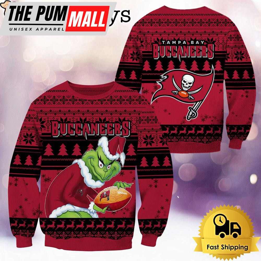 NFL Tampa Bay Buccaneers Grinch Custom Name Ugly Christmas Sweater