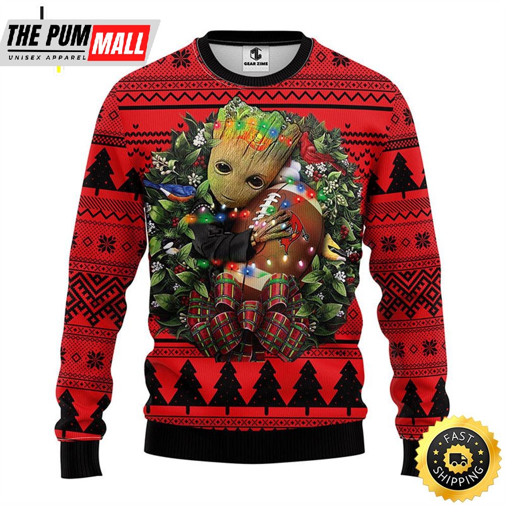 NFL Tampa Bay Buccaneers Groot Hug Christmas Ugly Sweater