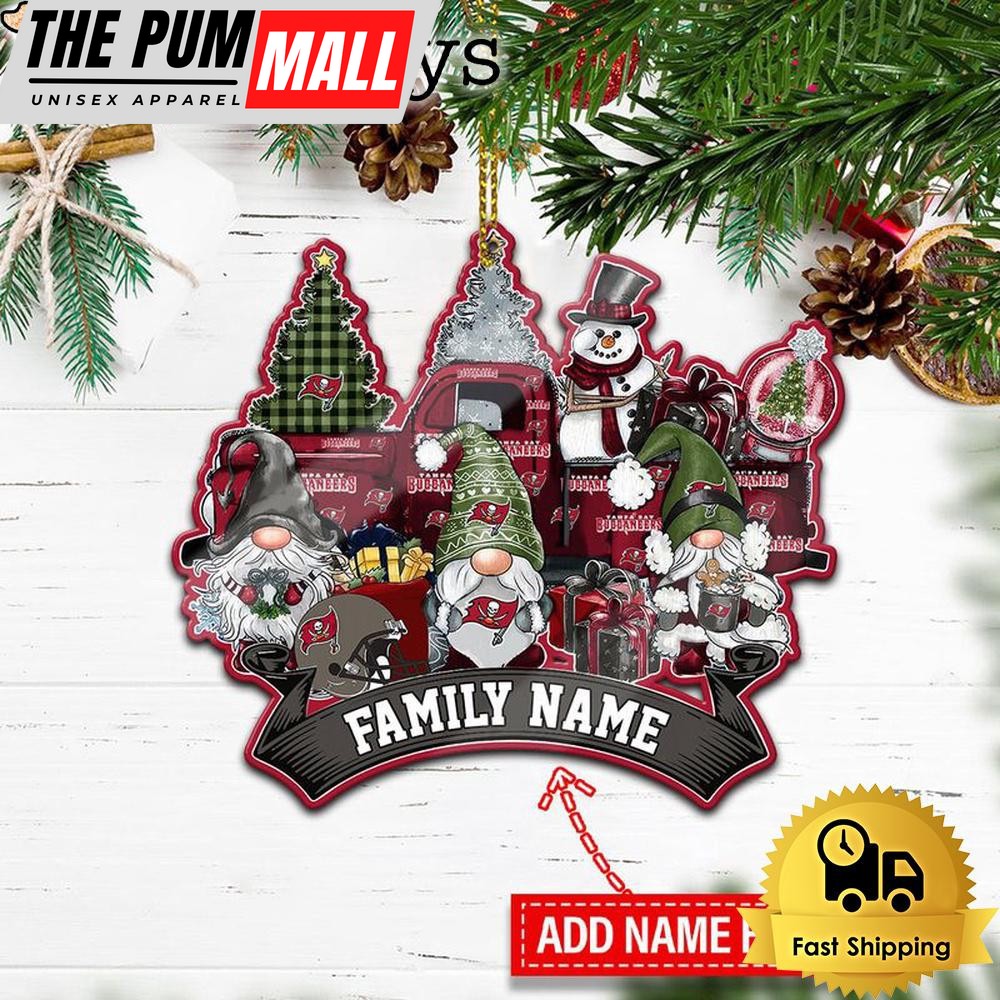 NFL Tampa Bay Buccaneers Personalized Name Gnome Christmas Ornament Limited Edition