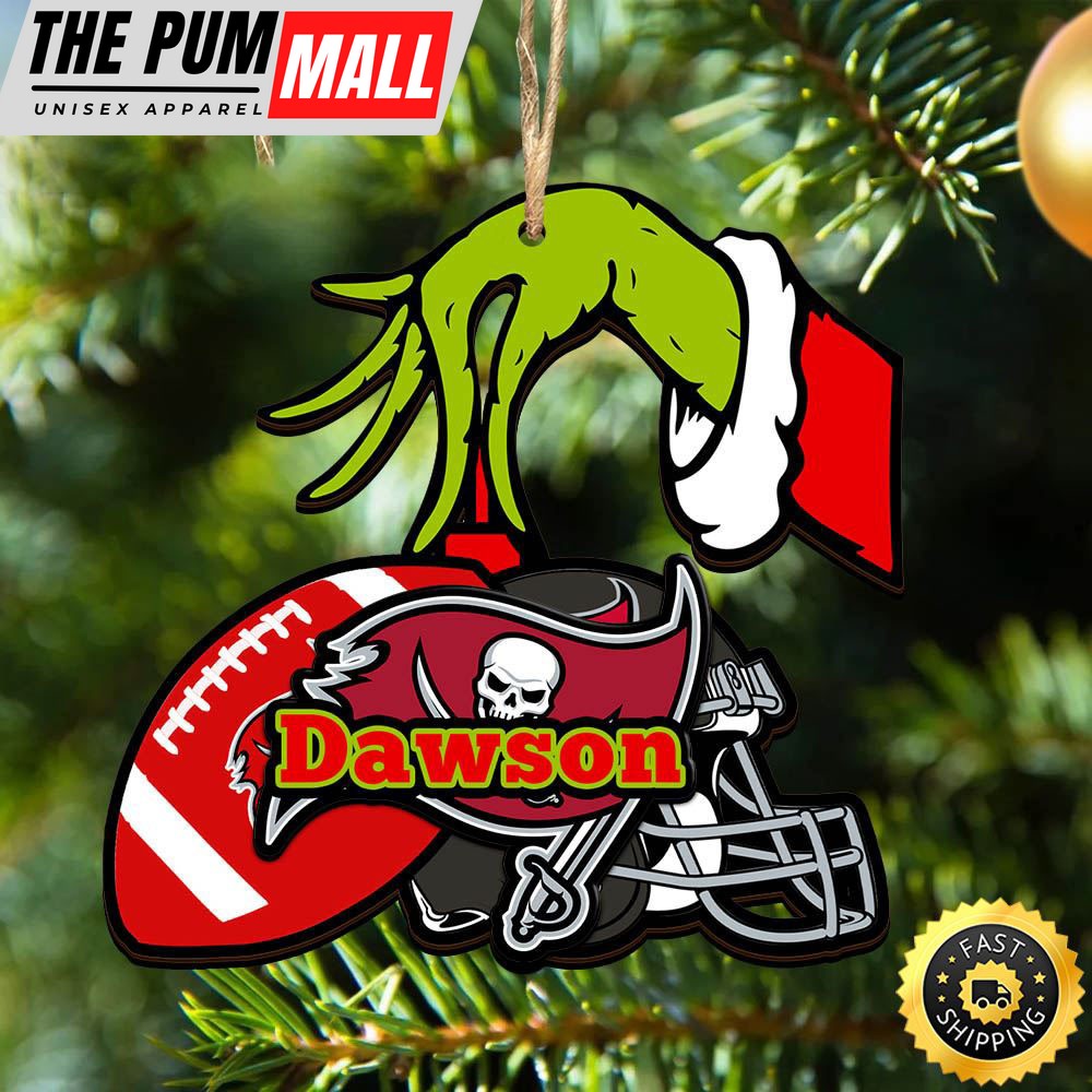NFL Tampa Bay Buccaneers Personalized Your Name Grinch And Football Ornament Limited Edition
