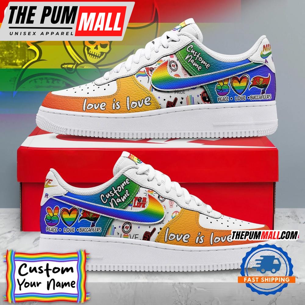 NFL Tampa Bay Buccaneers Pride Peace Love Lions Custom Air Force 1 Shoes Sneaker