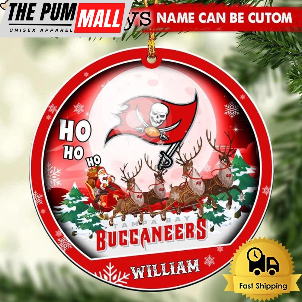 NFL Tampa Bay Buccaneers Santa And Reindeers Logo Team Custom Christmas Ornament Limited Edition