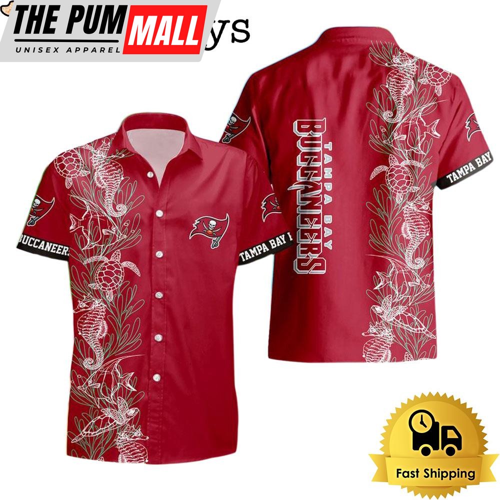 NFL Tampa Bay Buccaneers Turtle Seaweed Pattern Hawaiian Shirt