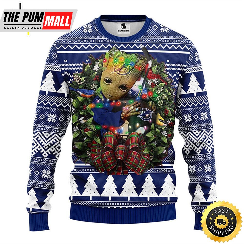 NFL Tampa Bay Lightning Groot Hug Christmas Ugly Sweater