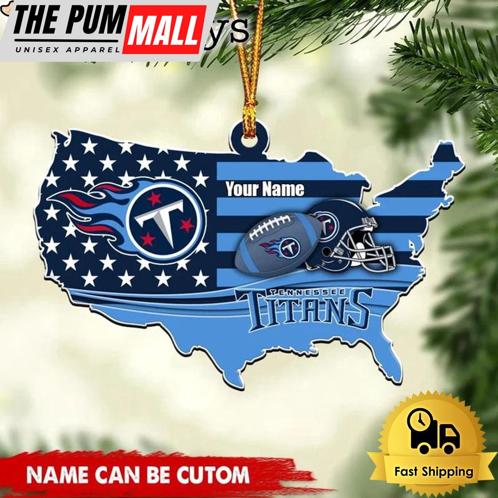 NFL Tennessee Titans American Flag Logo Team Custom Christmas Ornament Limited Edition