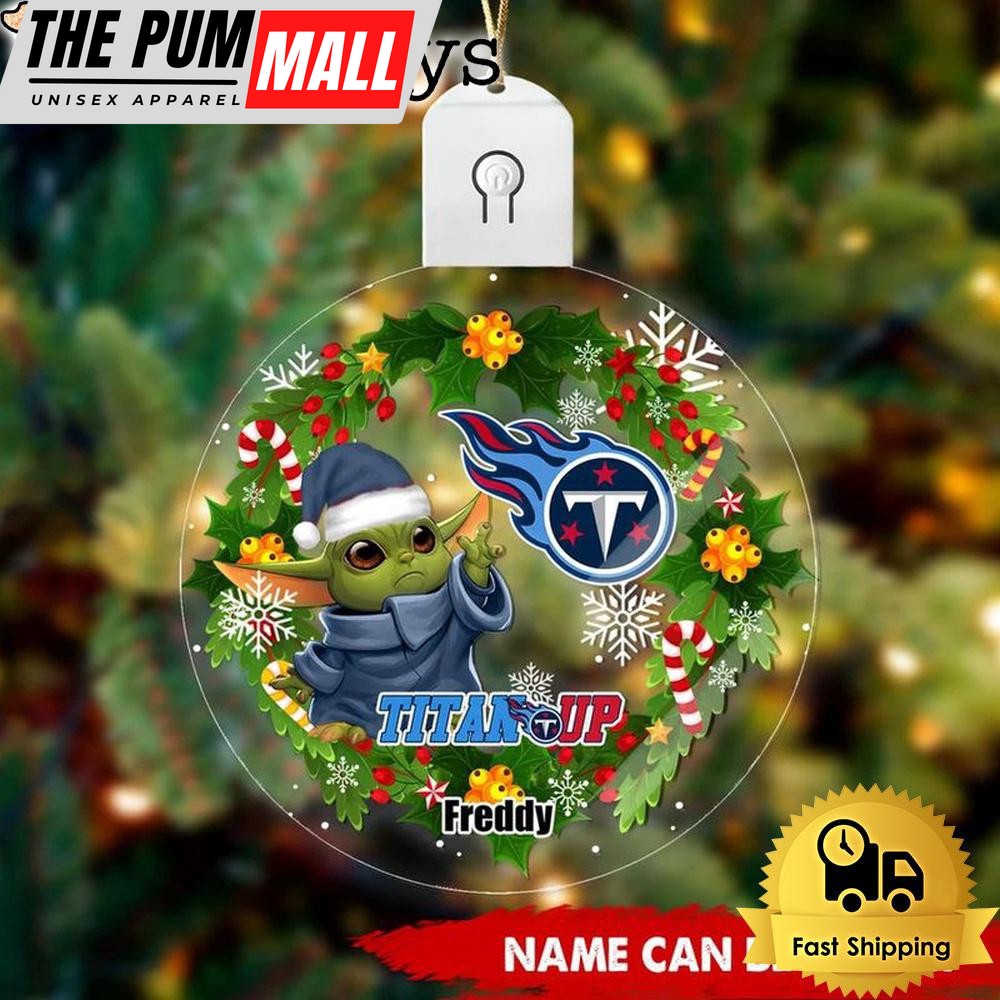 NFL Tennessee Titans Baby Yoda Custom Circle Led Acrylic Ornament Limited Edition