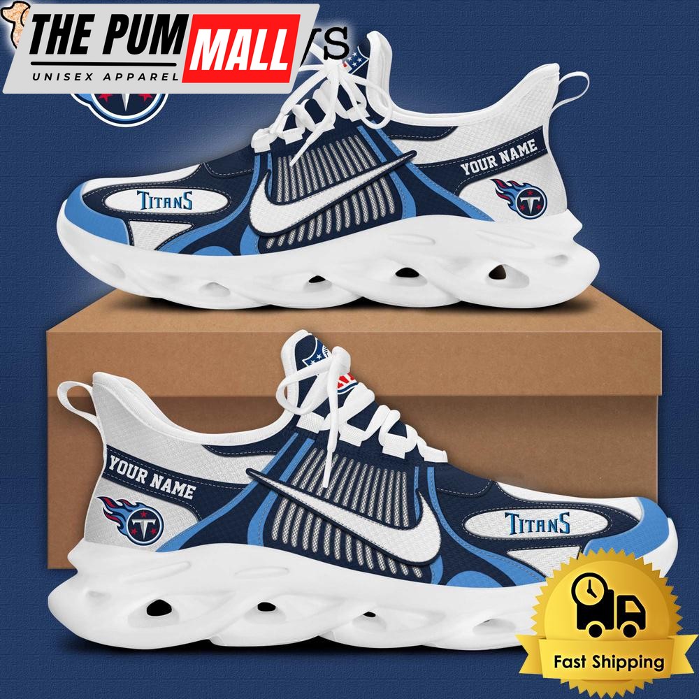NFL Tennessee Titans Blue White Stripes Logo Custom Clunky Max Soul Shoes