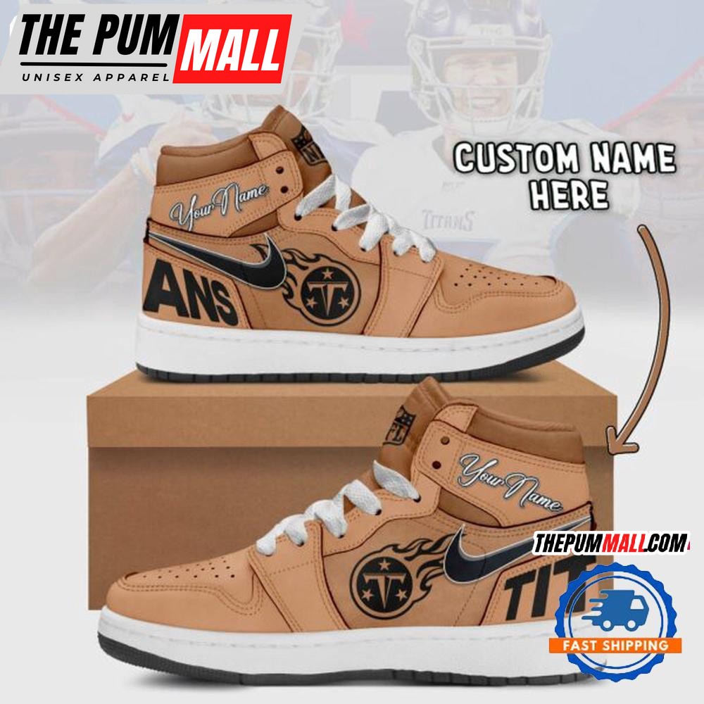 NFL Tennessee Titans Brown Air Jd 1 Hightop Shoes