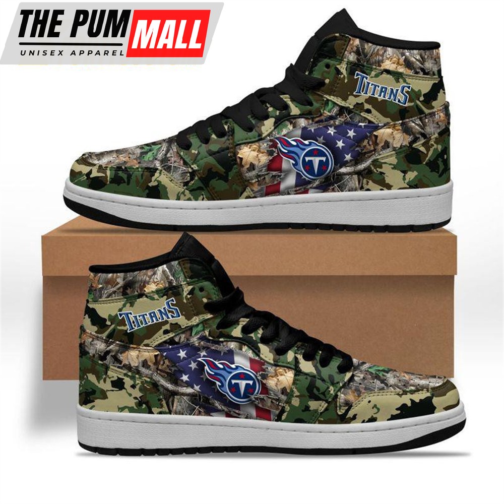 NFL Tennessee Titans Camo Realtree Hunting Air Jd 1 Shoes Sneaker