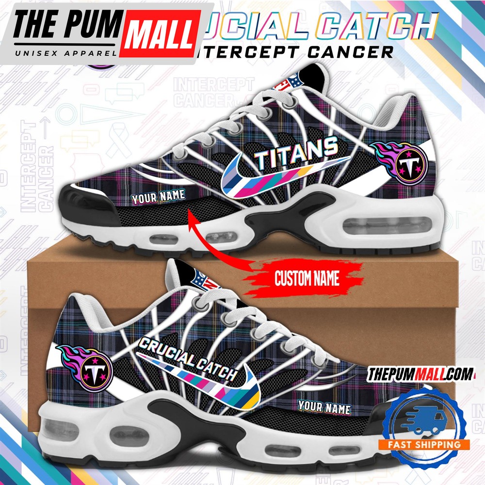 NFL Tennessee Titans Crucial Catch Intercept Cancer Air Max Plus Shoes Sneaker