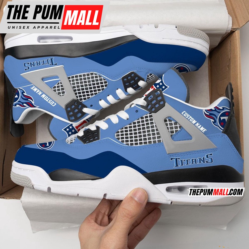 NFL Tennessee Titans Football Team Air Jd 4 Shoes, Personalized AJ4 Sneaker