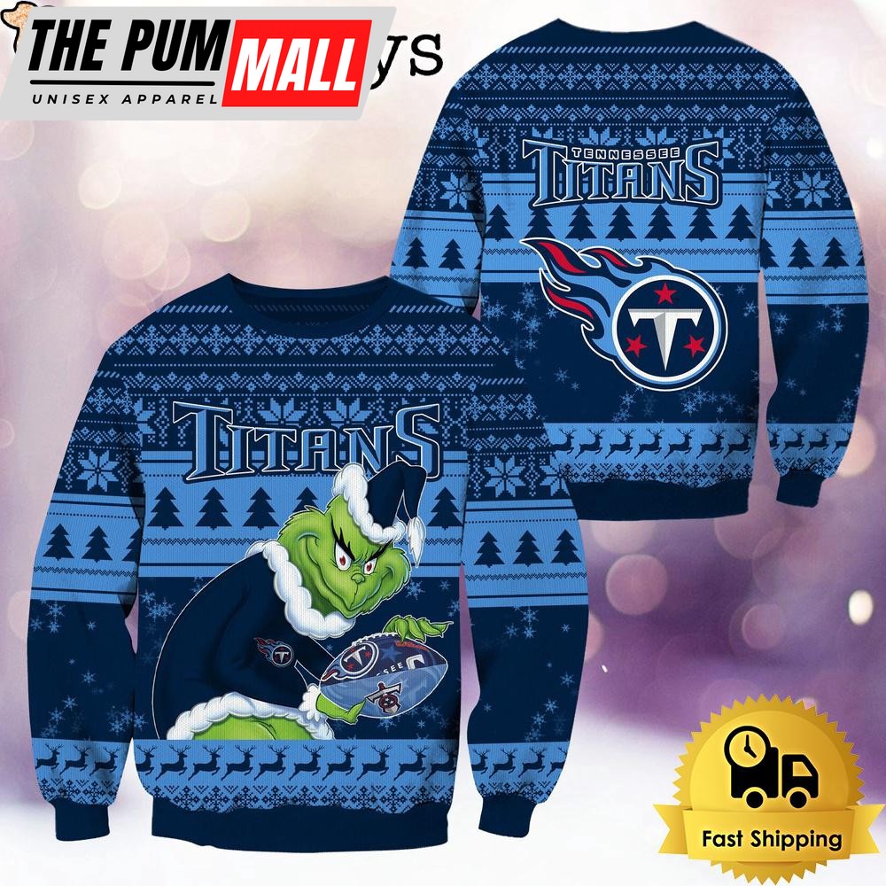 NFL Tennessee Titans Grinch Custom Name Ugly Christmas Sweater