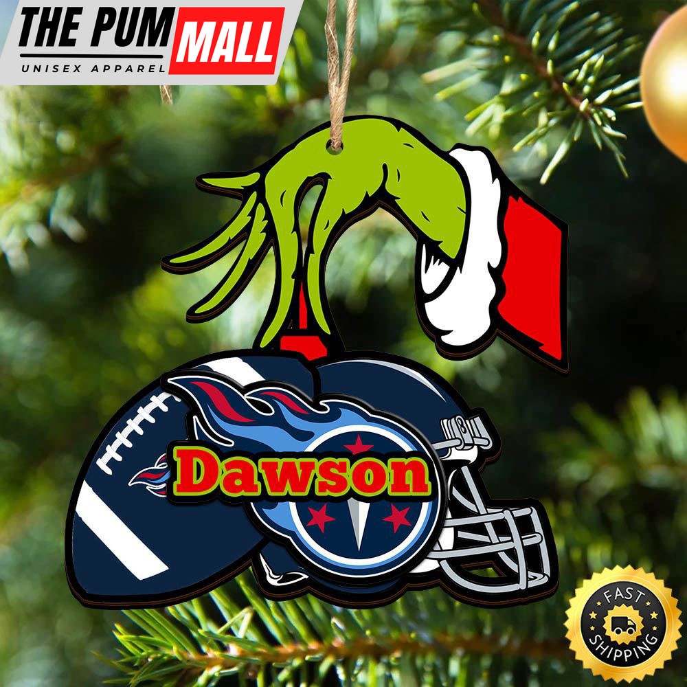 NFL Tennessee Titans Personalized Your Name Grinch And Football Ornament Limited Edition