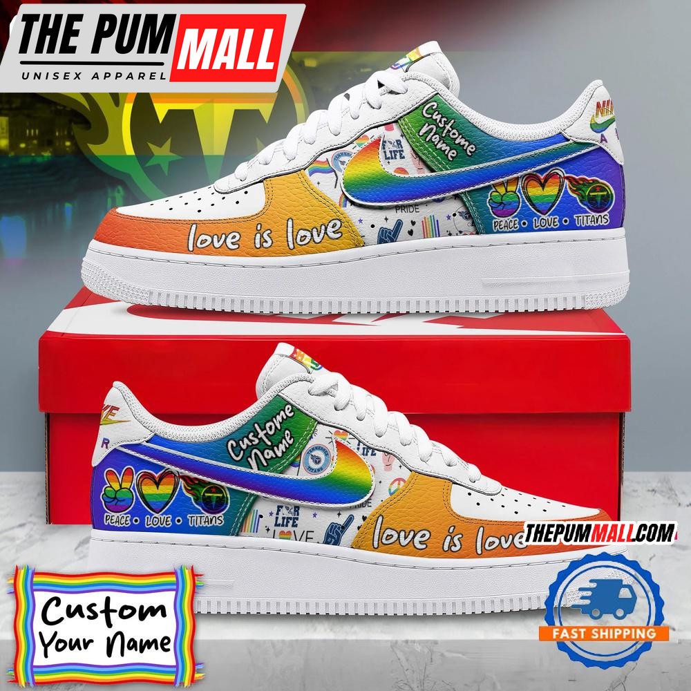 NFL Tennessee Titans Pride Peace Love Lions Custom Air Force 1 Shoes Sneaker