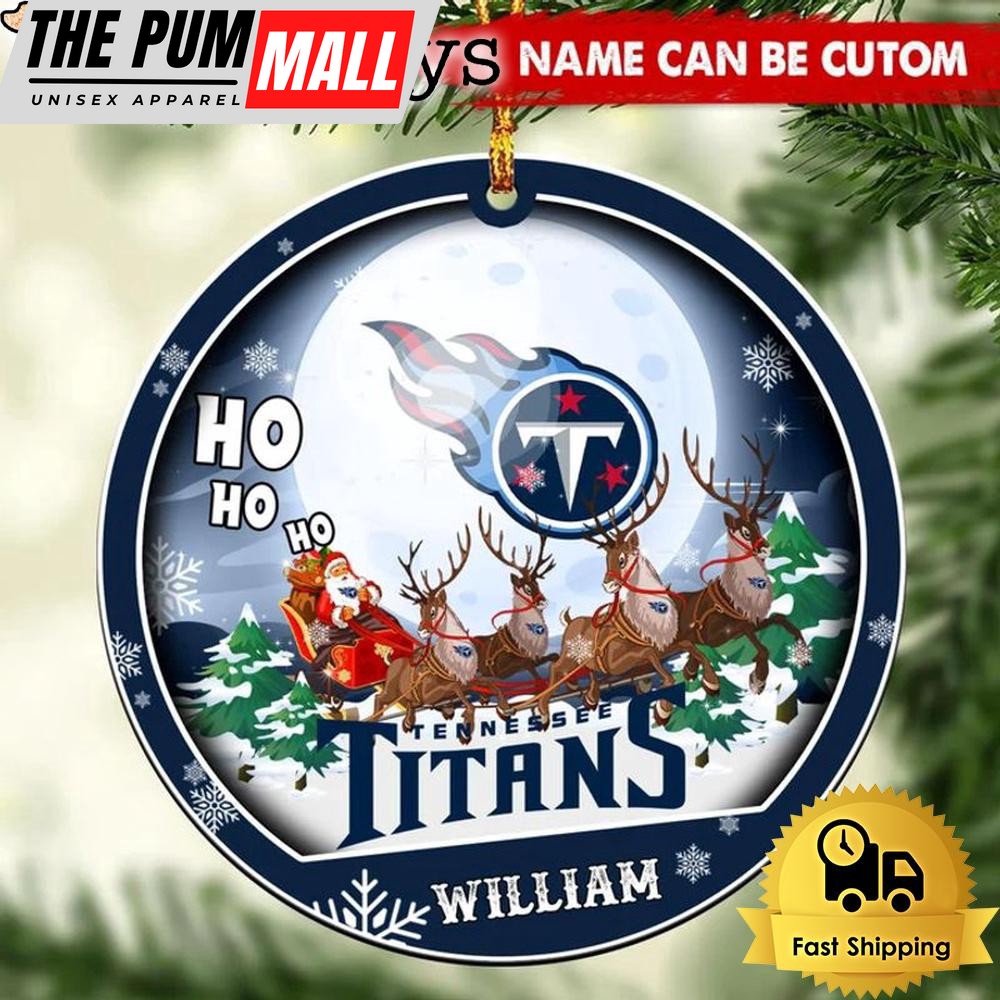 NFL Tennessee Titans Santa And Reindeers Logo Team Custom Christmas Ornament Limited Edition